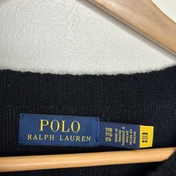 POLO RALPH LAUREN Cable-Knit Wool-Cashmere Sweater Black Sz 1X Big {XX6} - Picture 7 of 8